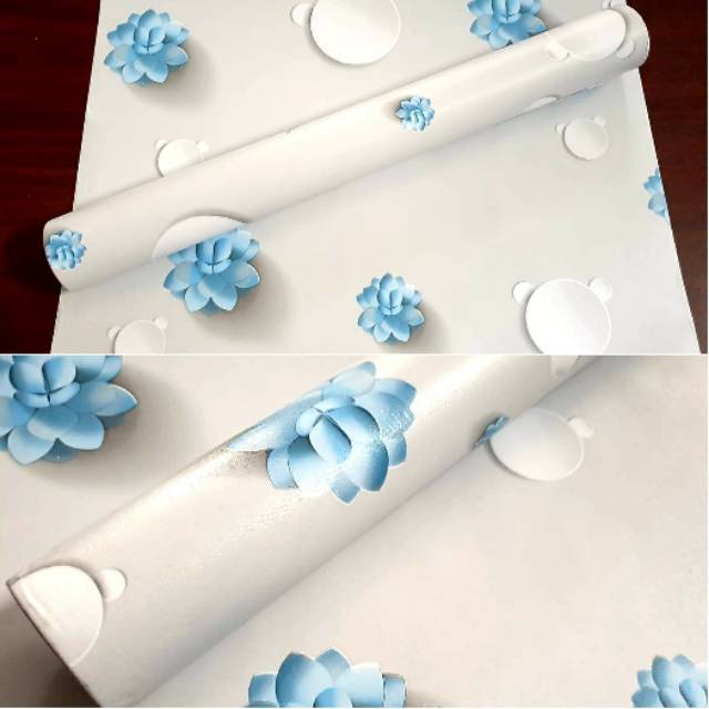 Wallpaper dinding motif abu abu bunga kecil