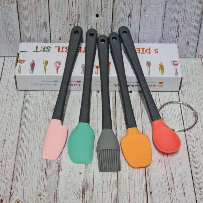 5 mini utensil color set spatula silicon gg KY 21 cm tahan panas lentur