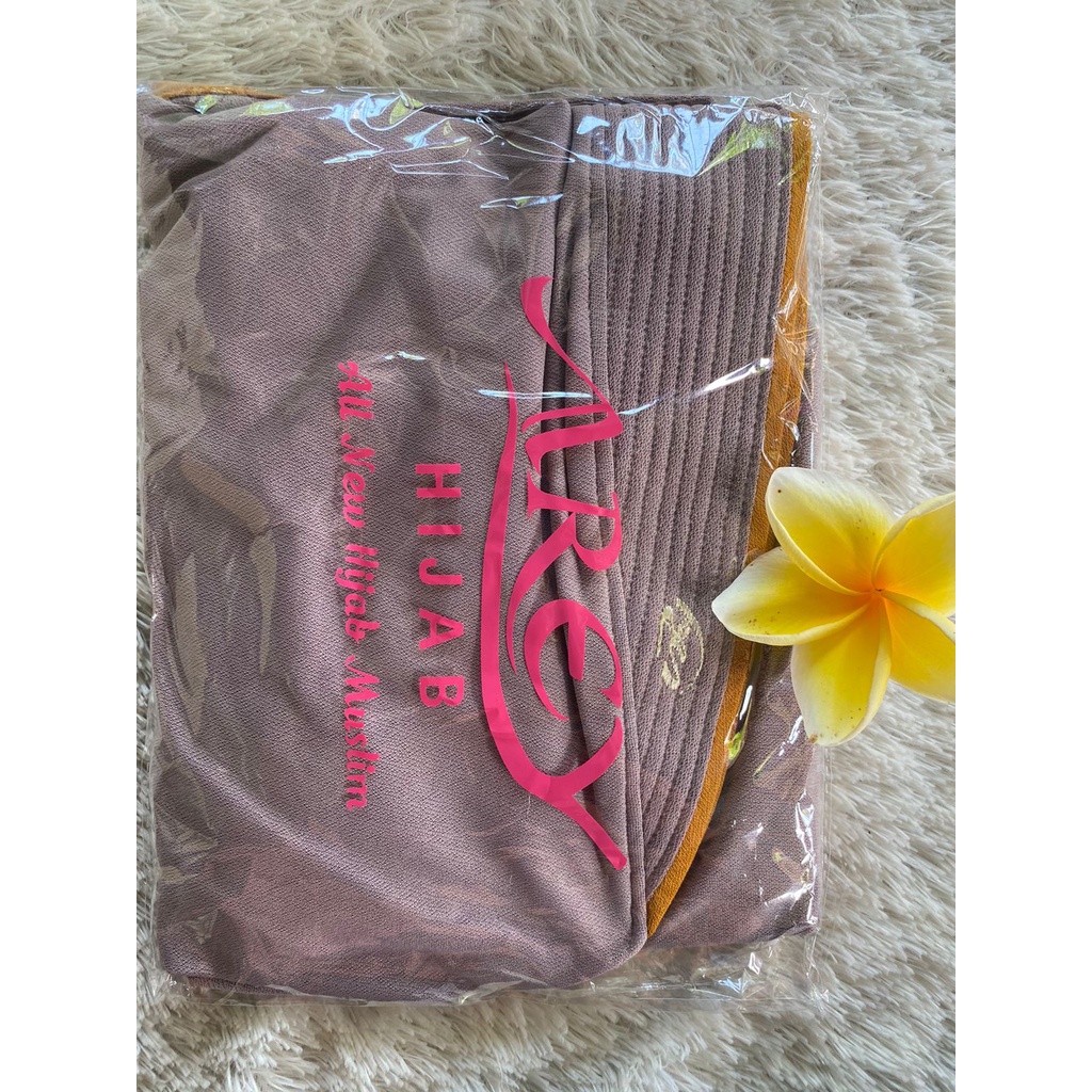 HIJAB INSTANT AREY SYAR'I LIST JERSEY//JILBAB JUMBO SYARI LIST BY AREY HIJAB-Latte