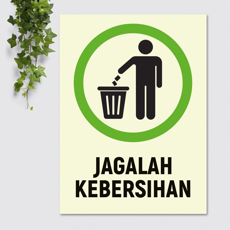 Jual Hiasan Dinding Poster Pajangan Kayu Tanda Larangan Sign Jagalah Kebersihan Shopee Indonesia