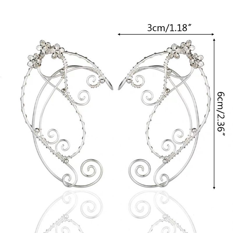 Anting Klip-on Desain Sayap Peri Filigree Untuk Kostum Cosplay