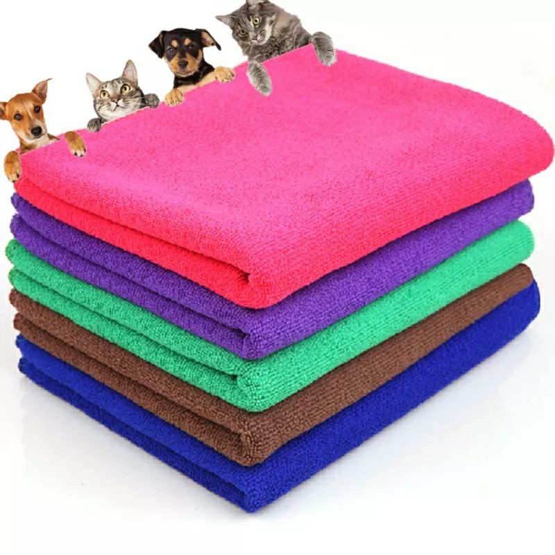 Handuk microfiber kucing anjing grooming uk 30x70cm /70x140cm