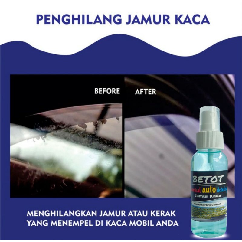 Pembersih jamur kaca mobil efek daun talas bonus lap microfiber