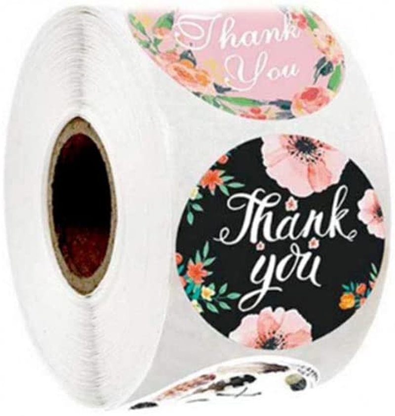 [1Roll 8 Styles Flower Thank You Seal Tags][Xmas Card Envelope Gifts Package Seal Stickers][Festival Gifts Labels Sticker]