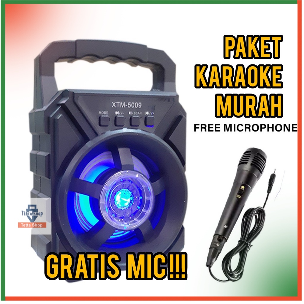 Paket Spiker Karoke Karoke Gratis Mic Ada Lampu Penghias Menyala 3' Tipe 5009 I Free Microphone