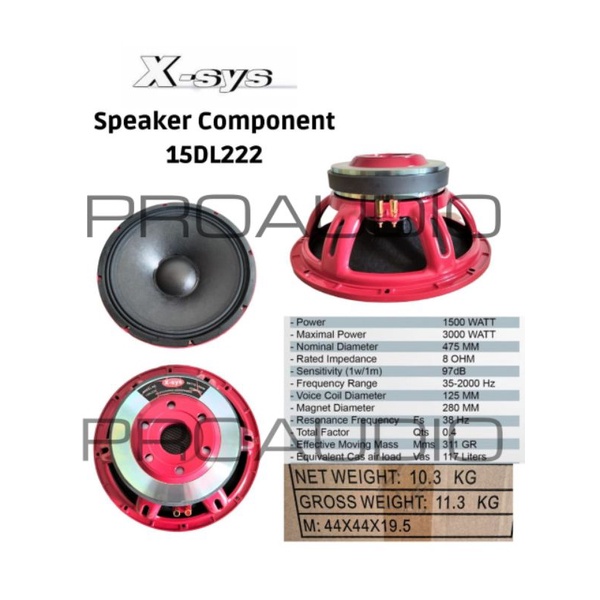 Speaker X sys 15 Inch 15DL222 15 DL 222 Voice Coil 4 1500 Watt Ori