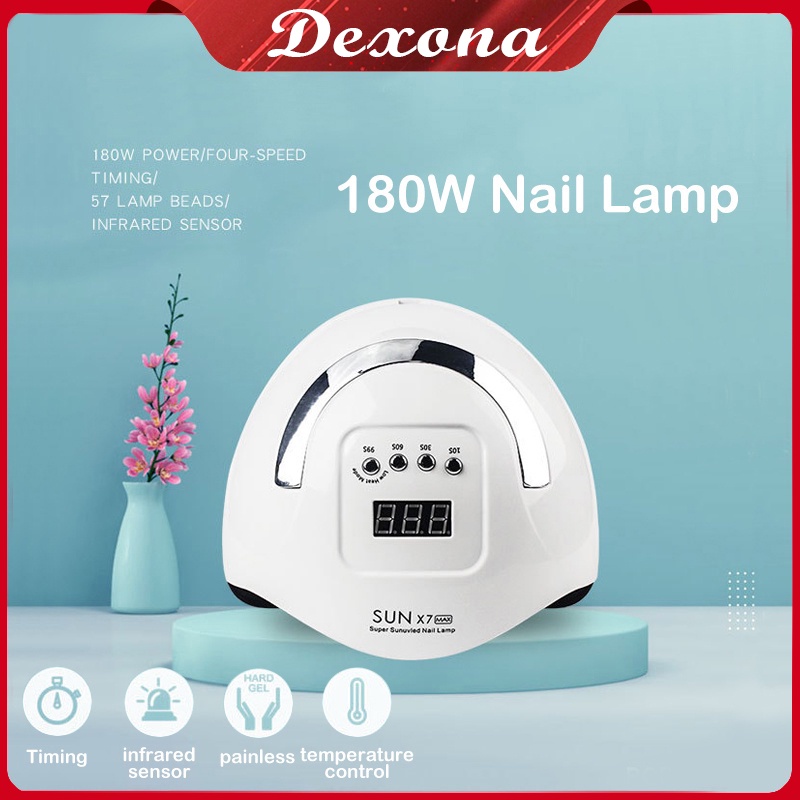 Alat Pengering Kutek UV Led Nail Kuku SUN X7 MAX 180W LAMPU Nail Dryer Tinggi Lebih Cepat Kering DEXONA