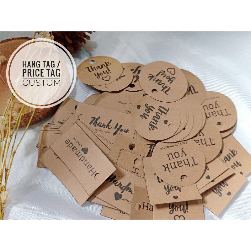 Jual Hang tag/Price tag/Label baju Thank you craft paper CUSTOM