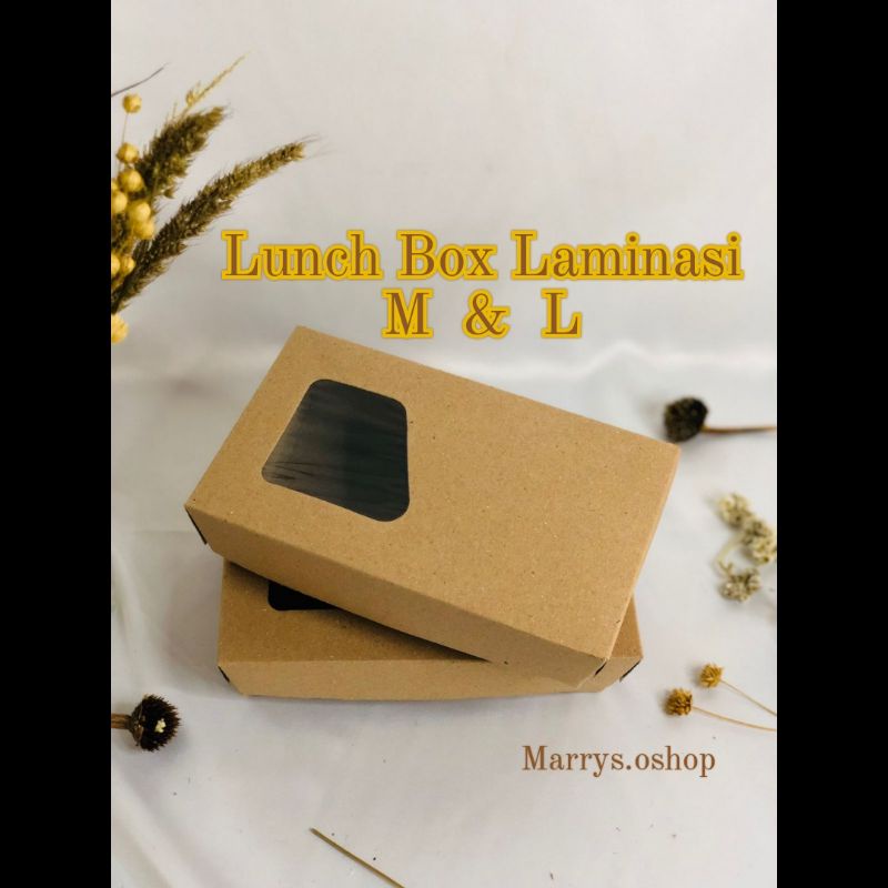 

Lunch box laminasi coklat M L paperlunch window mika