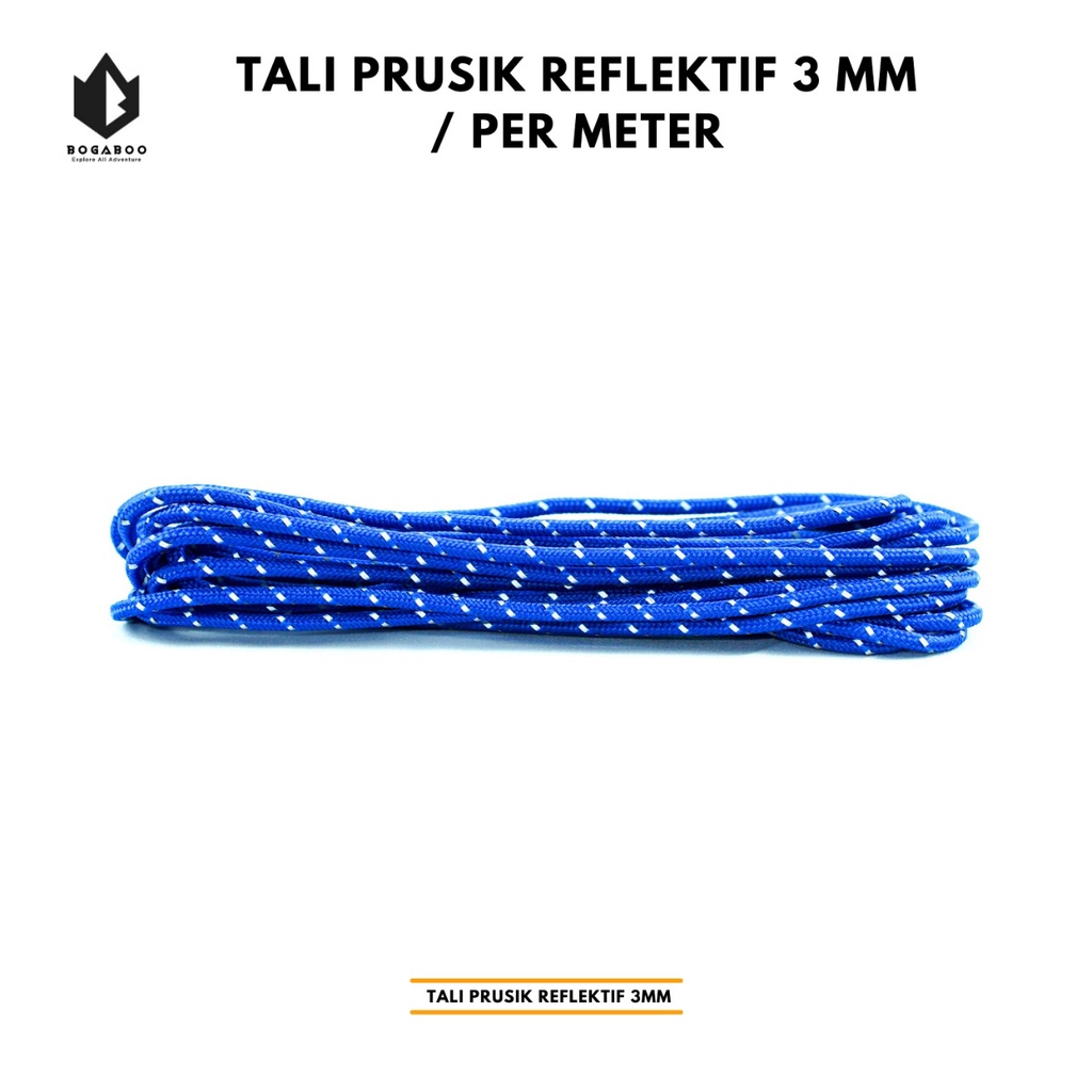 (COD AJA) TALi PERUSIK REFLEKTIF 3 MM - tali prusik reflective - tali perusik nyala - tali tenda outdoor REFLEKTIP 1 METER