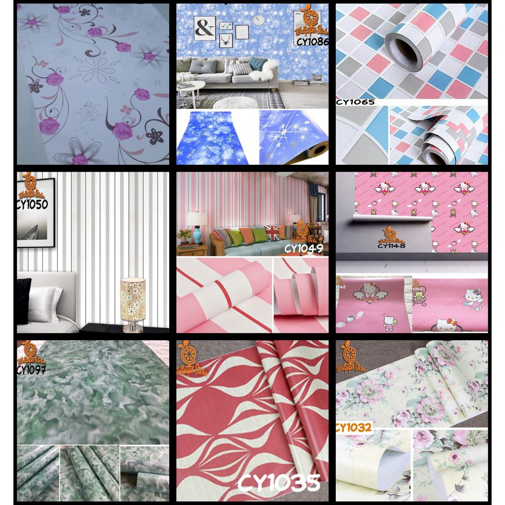 [BISA COD] Wallpaper Dinding Premium Matte High Quality 45cm X 10M