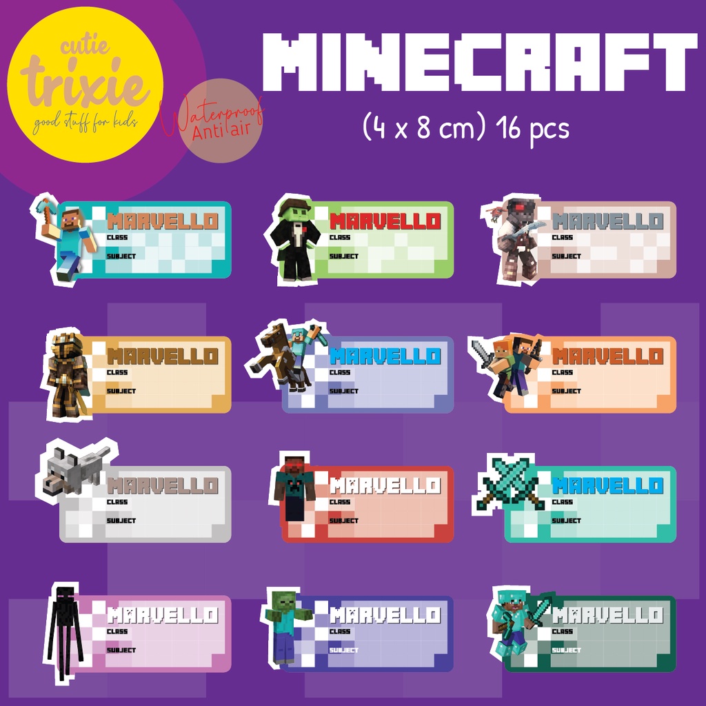 

STICKER LABEL BUKU MATA PELAJARAN / MAPEL ANAK MINECRAFT