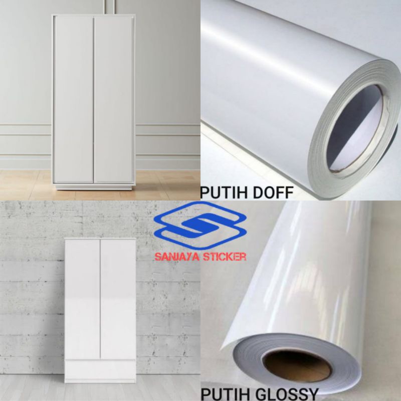 Wallpaper Stiker Skotlet Lemari Meja Putih Glossy Polos Dan Doff