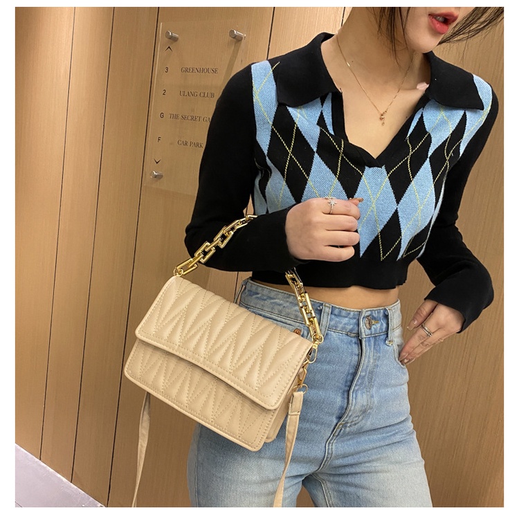 Tas Slempang Fashion Wanita Bahan Kulit PU Dengan Tali Rantai Style Korea Tas Bahu Shoulder Bag Hand Bag Wanita Cewek Fashion Elegan Simple Model Terbaru Kulit korea tas selempang wanita kekinian  COD Azgalery T218