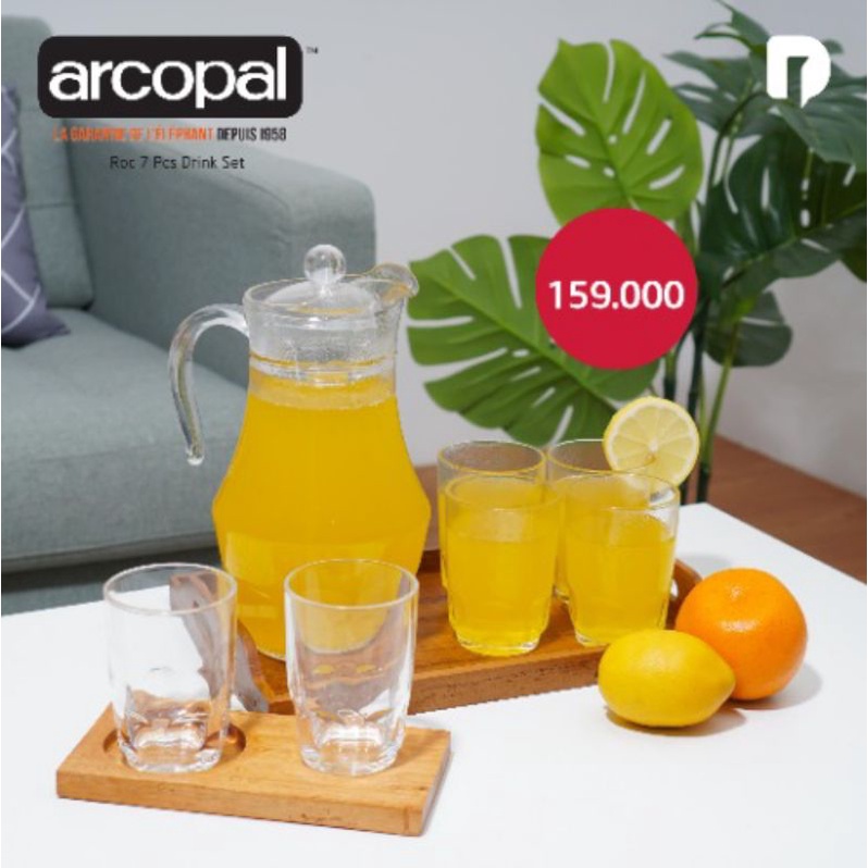 Gelas dan pitcher arcopal Rock 7Pc Drink Set