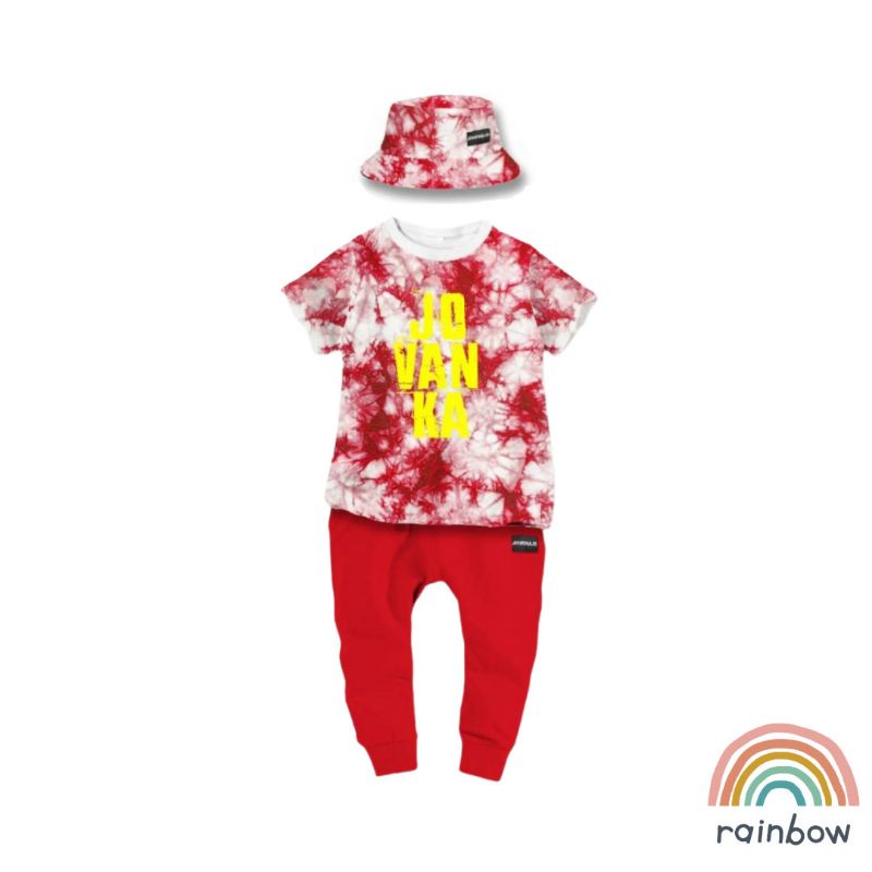 SETELAN TIEDYE ANAK PEREMPUAN LAKI LAKI JUMPUTAN [Rainbow.Kids] [COD] [GRATIS TOPI] [Jovanka.id]