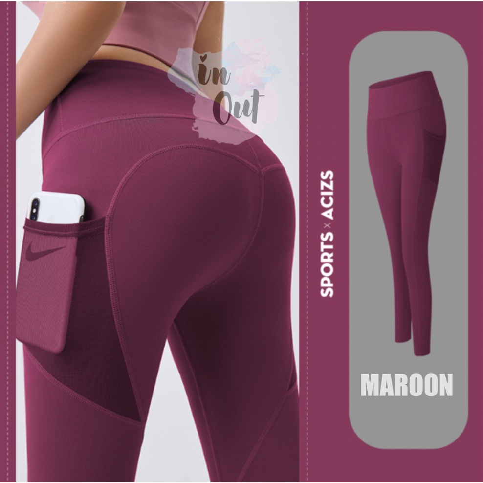 YOGA PANTS plus Saku Celana Legging Olahraga Wanita Hight Waist Legging