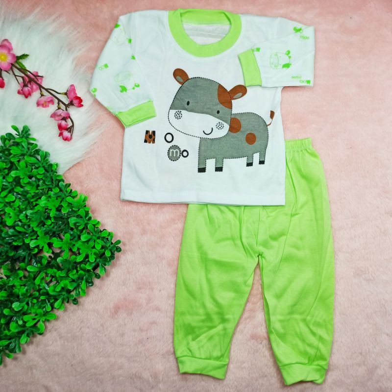 Ss#8002 Piyama Bayi Size 0-12bulan / Baju Tidur Bayi / Pakaian Bayi / Setelan Anak Lengan Panjang