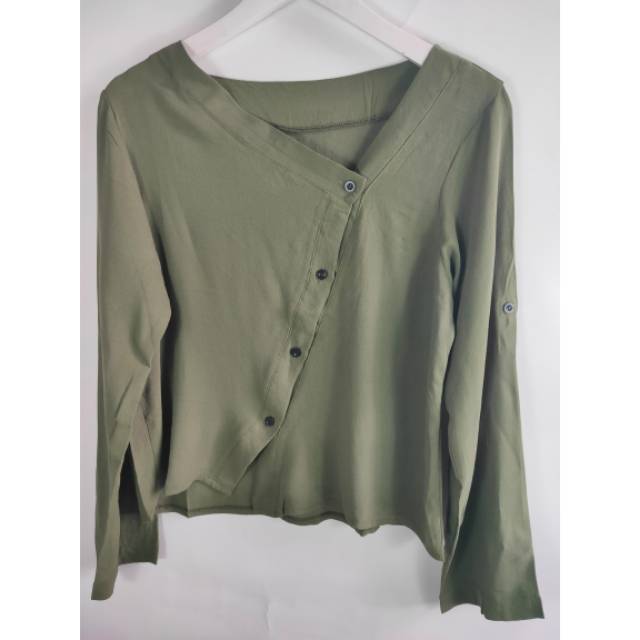 BAJU BLOUSE KIMONO ARMY KULIAH WANITA KOREA