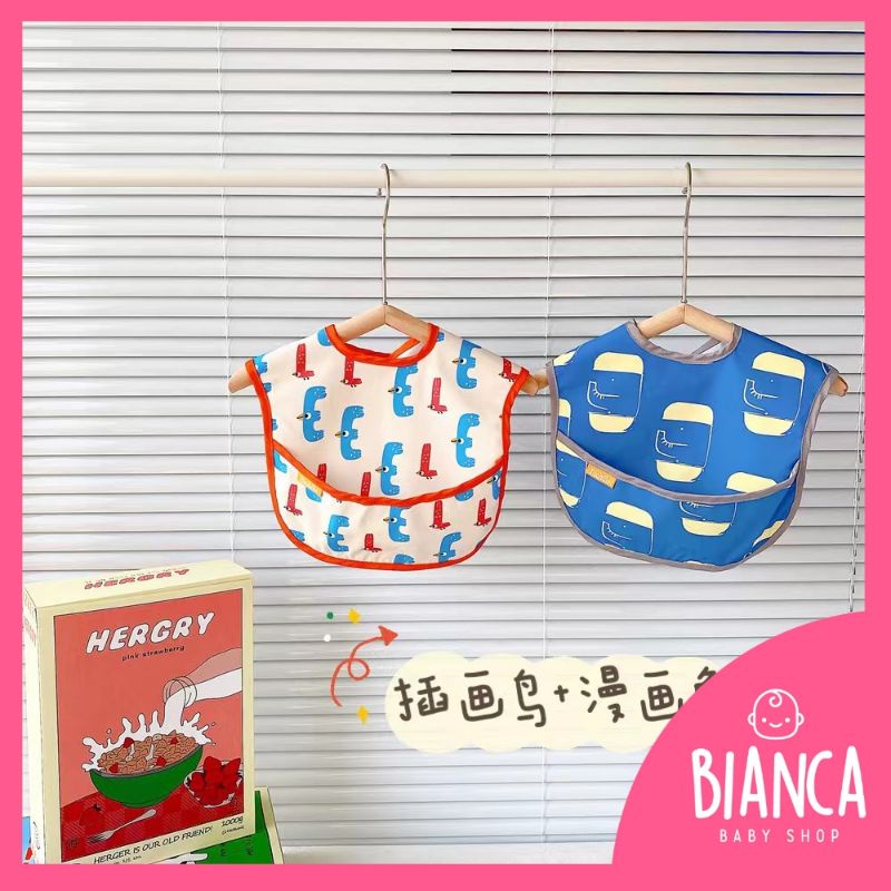 BIANCA - Bibs Anak / Celemek Anak Kecil 1 Set isi 2pc BLUE ABSTRACT SERIES