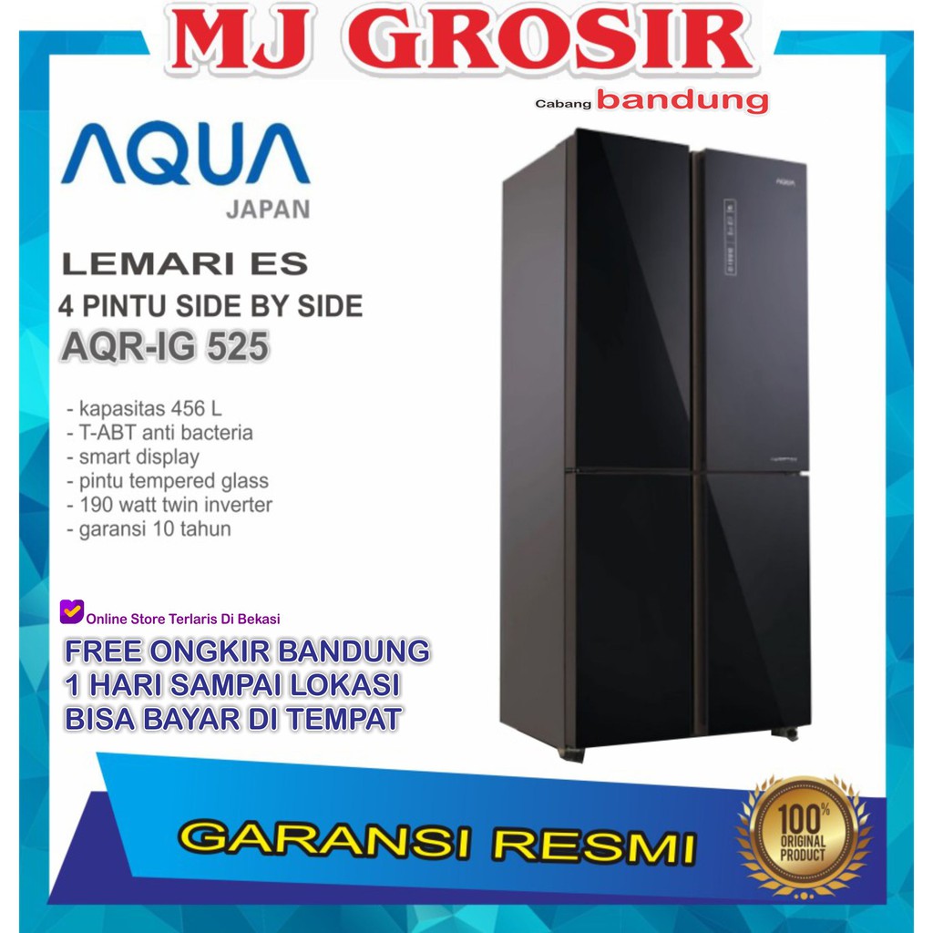 KULKAS AQUA JAPAN AQR IG 525 LEMARI ES 4 PINTU SIDE BY SIDE INVERTER