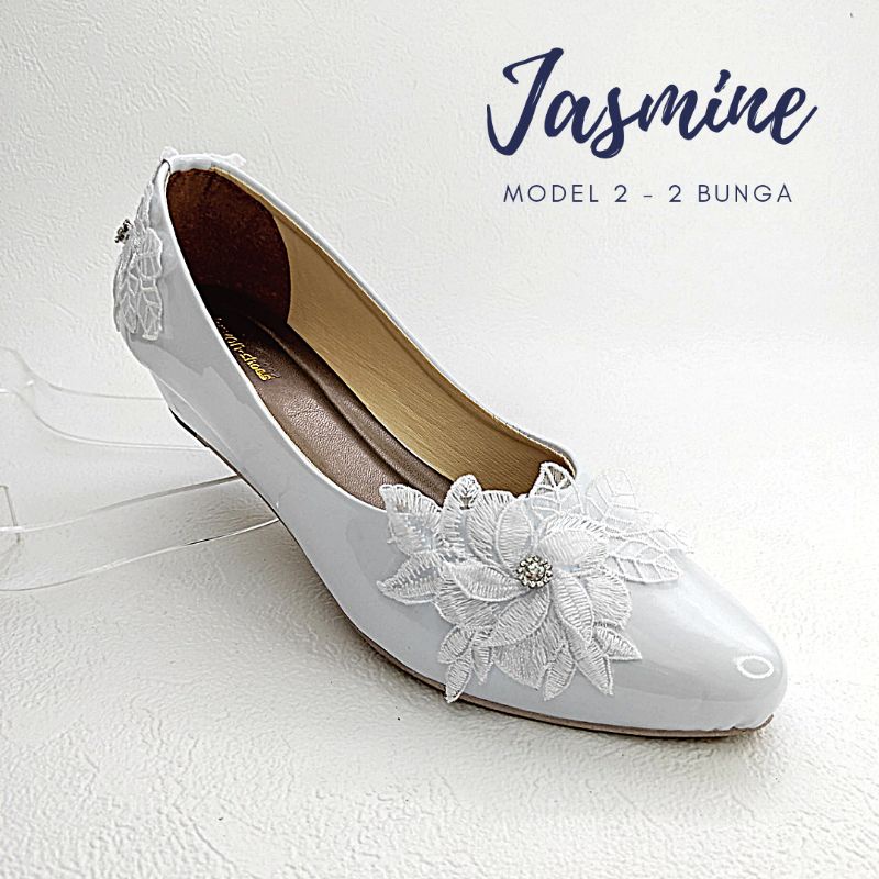 Bryan Jasmine Wedges Pesta Wedding Flower Bunga Lace Brukat Bigsize Jumbo Oversize 36-40 41 42 43