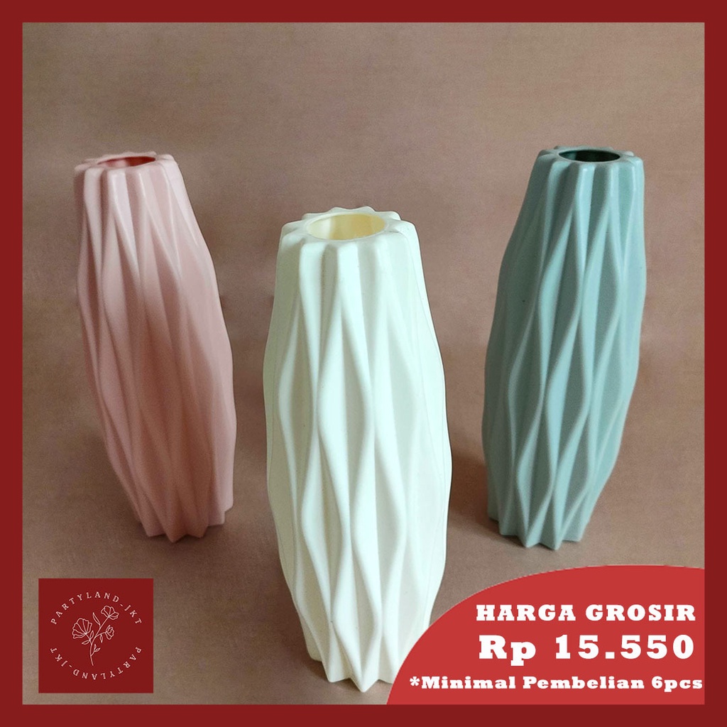 Plastic Diamond Texture Flower Vas  Bunga Plastik Buatan Dekorasi Hias