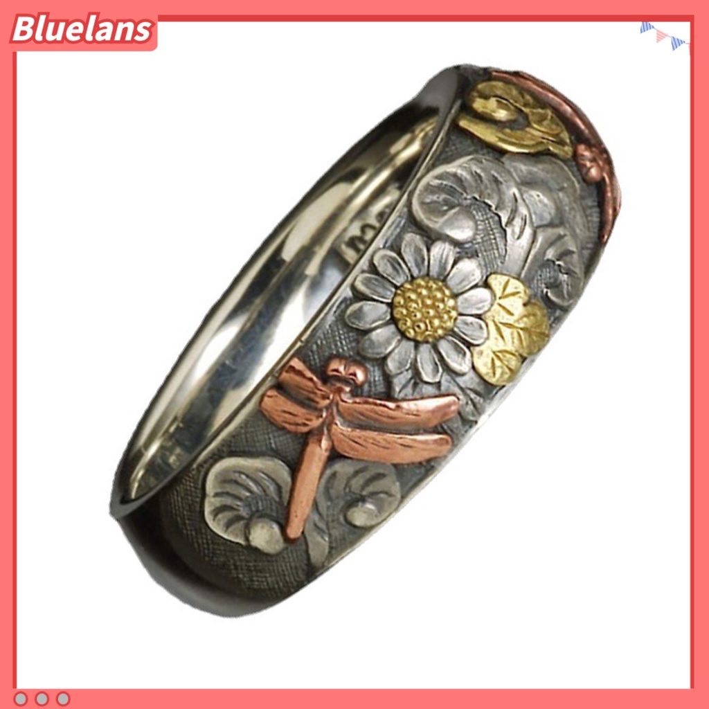 Bluelans Cincin Desain Capung Bunga Matahari Bahan Alloy Gaya Vintage Untuk Pesta