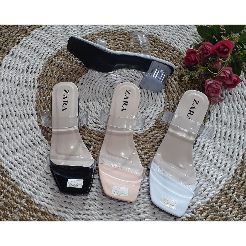 sandal cewek heels kaca Zara