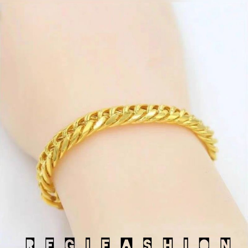 Gelang Titanium Rantai Gold 19CM Anti Karat Tidak Luntur (GARANSI)