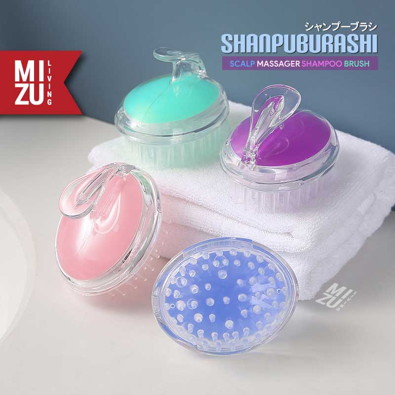 MIZU SHANPUBURASHI Scalp Massager Shampoo Brush Sisir Keramas Silikon Premium Sisir Pijit Kulit Kepala Sisir Rambut Sikat Cuci Rambut Ketombe