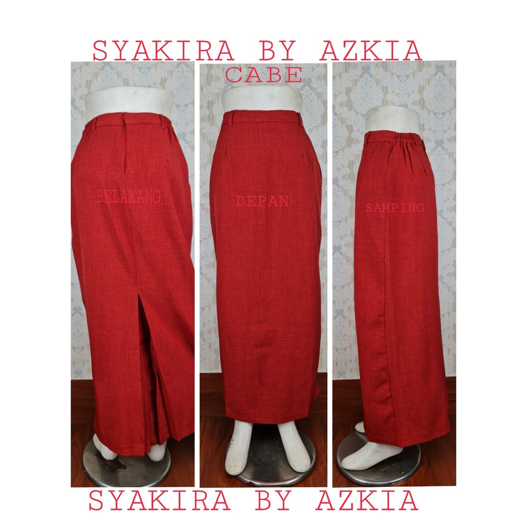 Rok Span Brand Syakira warna merah cabe, abu tua, milo, cokelat susu, khaki, cream- rok kerja wanita-rok kuliah-rok kantor