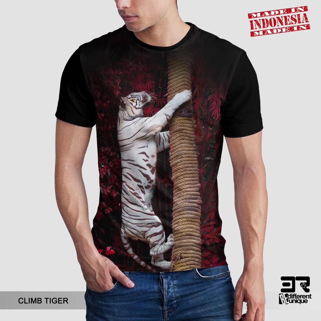 [ COD ] KAOS PRINTING GAMBAR HEWAN CLIMB TIGER HARIMAU - BAJU DISTRO ORIGINAL MOTIFBINATANG ANIMALS 