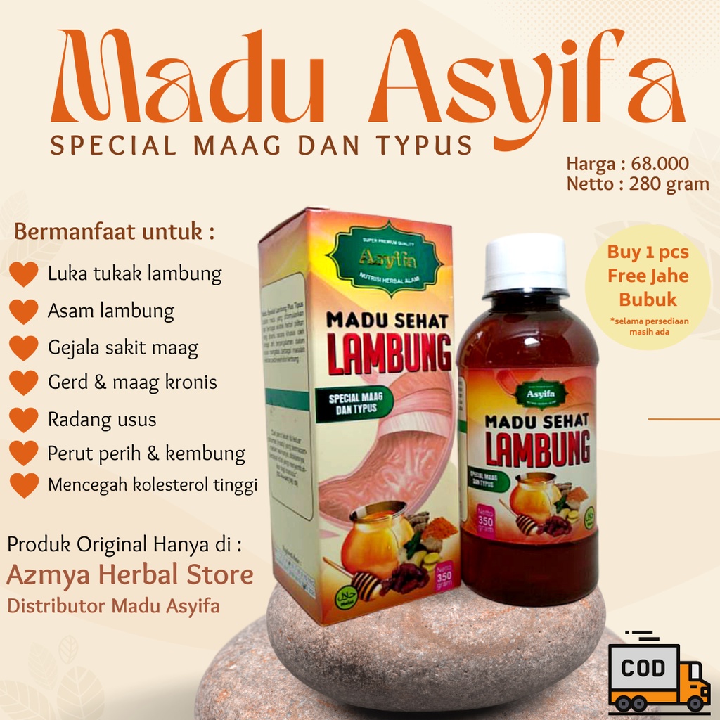 Madu Sehat Lambung Asyifa - Bergaransi - Ampuh Atasi Maag Gerd Asam Lambung - Azmya Herbal Store