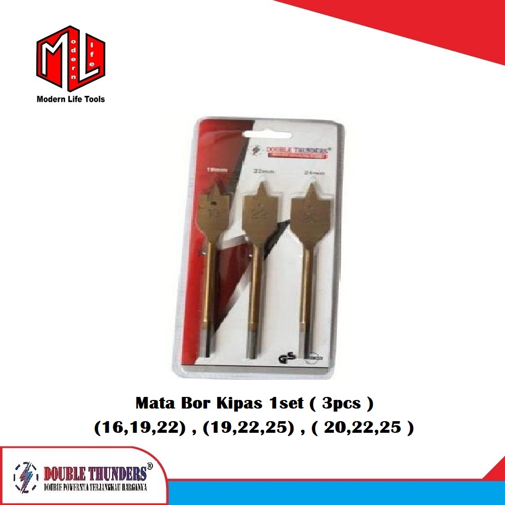 Mata Bor Kayu Kipas Set 3Pcs ( 16,19,22 ), ( 19,22,25 ), (20,22,25 )