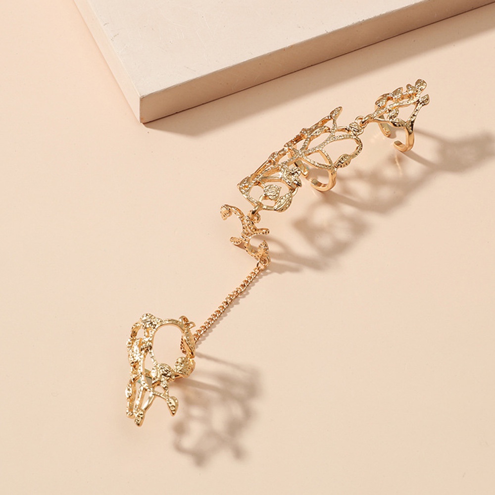 Cincin Rantai Geometris Warna Hitam Emas Gaya Punk Vintage Hip Hop Untuk Wanita