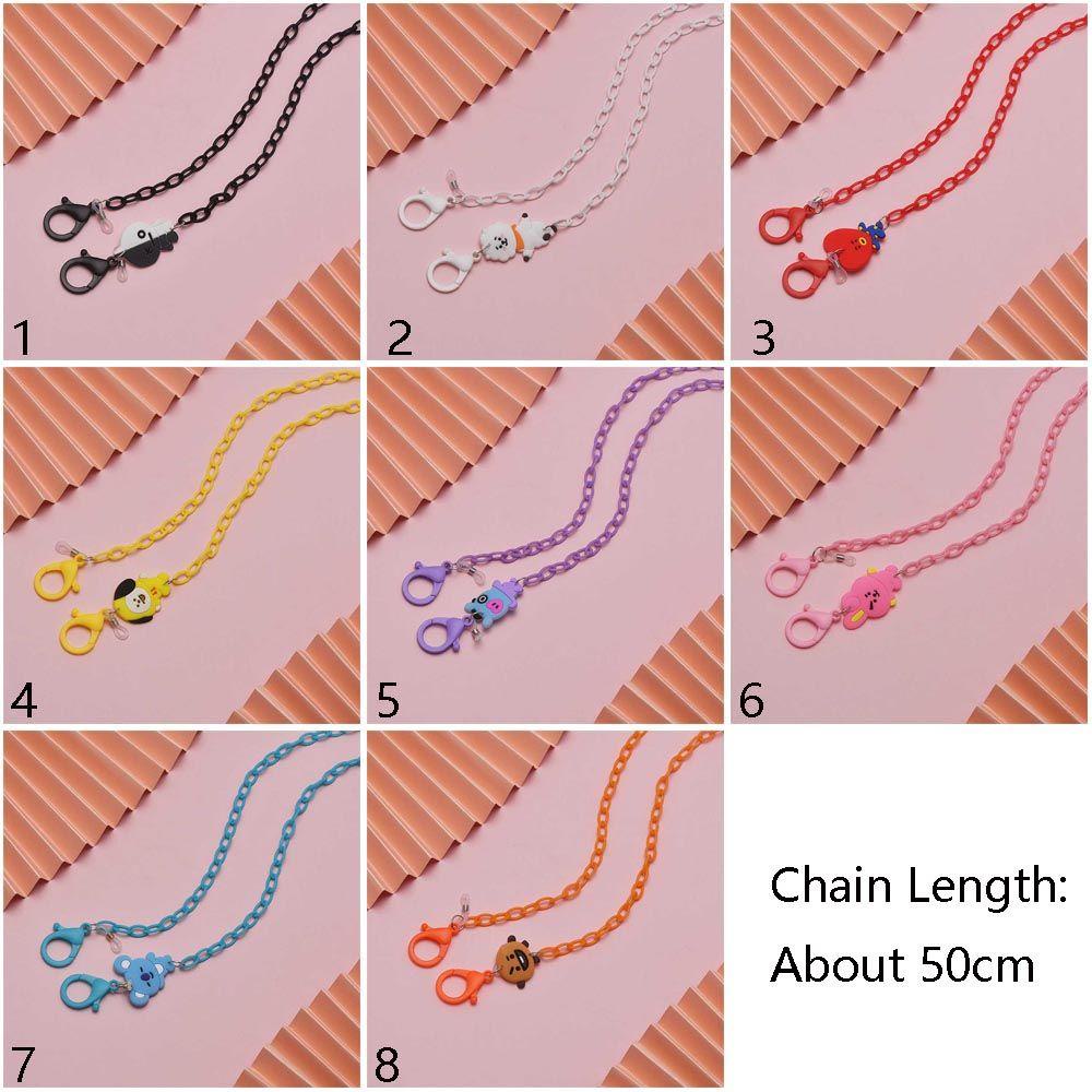 Lily Lanyard Akrilik Penggunaan Ganda Berwarna Rantai &amp; Lanyard Tali Kacamata Rantai Aksesoris Kacamata BT21 Sunglasses Chain