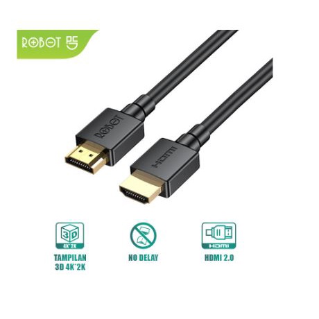 Cable hdtv 2.0 robot 3 meter gold m-m 4k 60hz uhd 3d hdr rfh03 - kabel hdtv 19 pin 3m male rfh-03