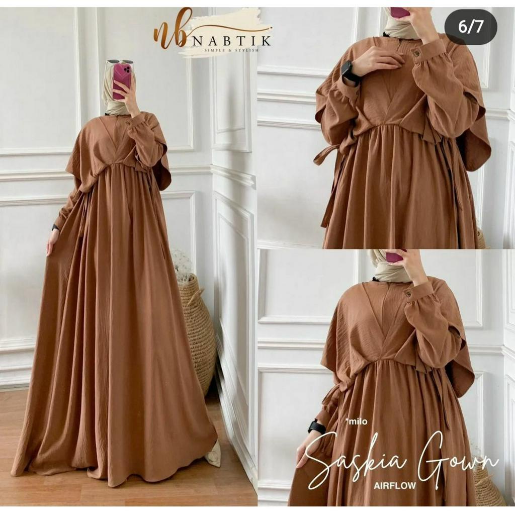 Ukuran 5L XXXL XXL XL L M S | Bahan Cey airflow crinkle premium | Saskia maxi big size