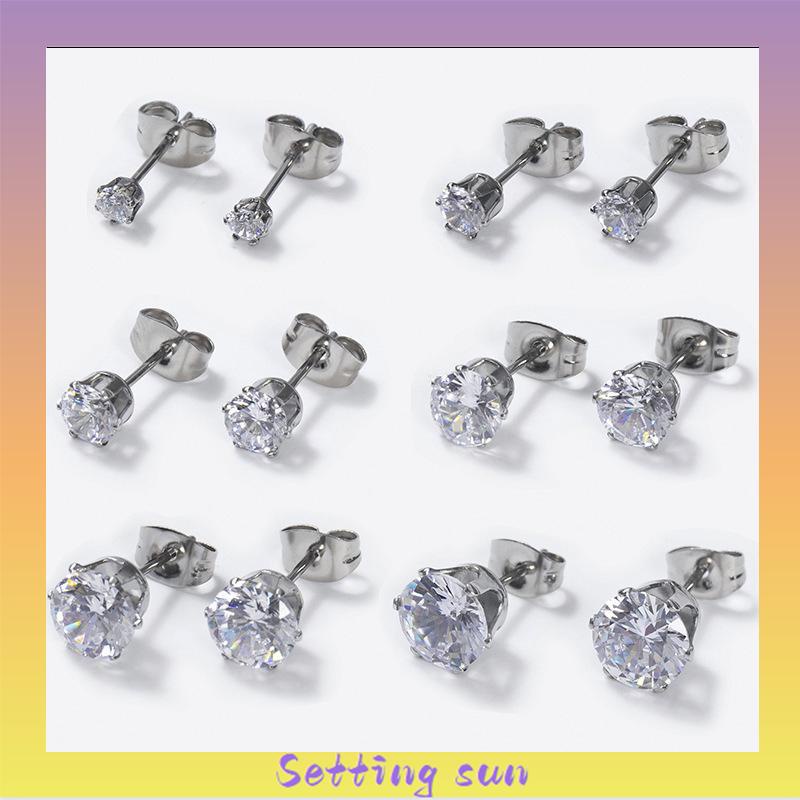 1PC Anting Tusuk Anti Karat Anti Alergi Zirkon Mini Stainless Steel Kualitas Tinggi Aksesoris Wanita TN