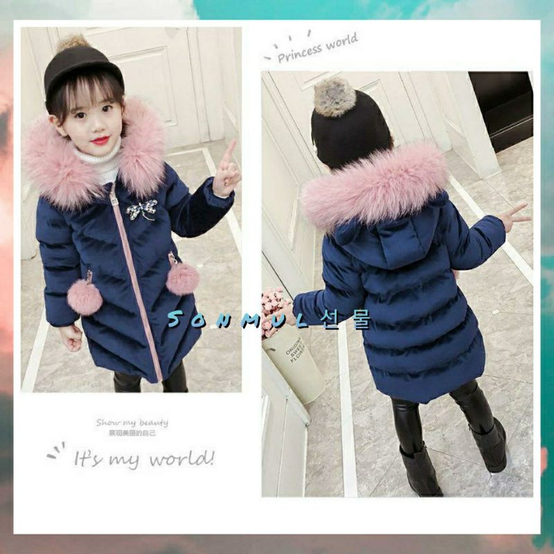 READY INDONESIA KIDS GIRL VELVET WINTER COAT IMPORT JAKET MANTEL MUSIM DINGIN ANAK PEREMPUAN