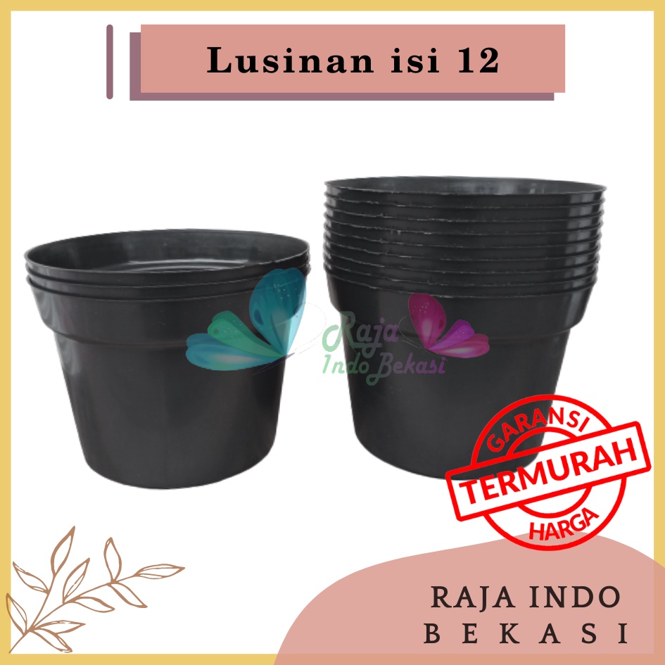 LUSINAN Pot Bunga Hitam 20 cm TERMURAH Pot Tanaman 20cm Hitam MURAH Isi 12