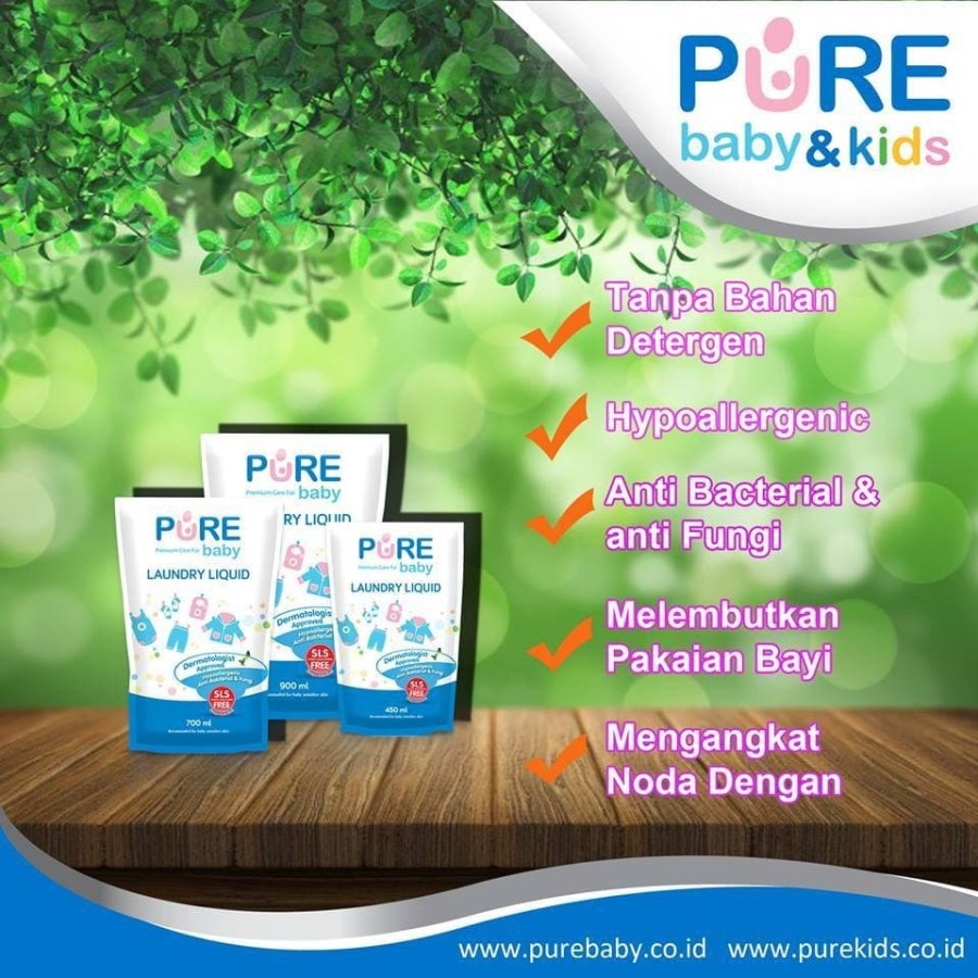 Pure Baby Laundry Liquid Detergent Deterjen cuci baju bayi 450 700 900 ml