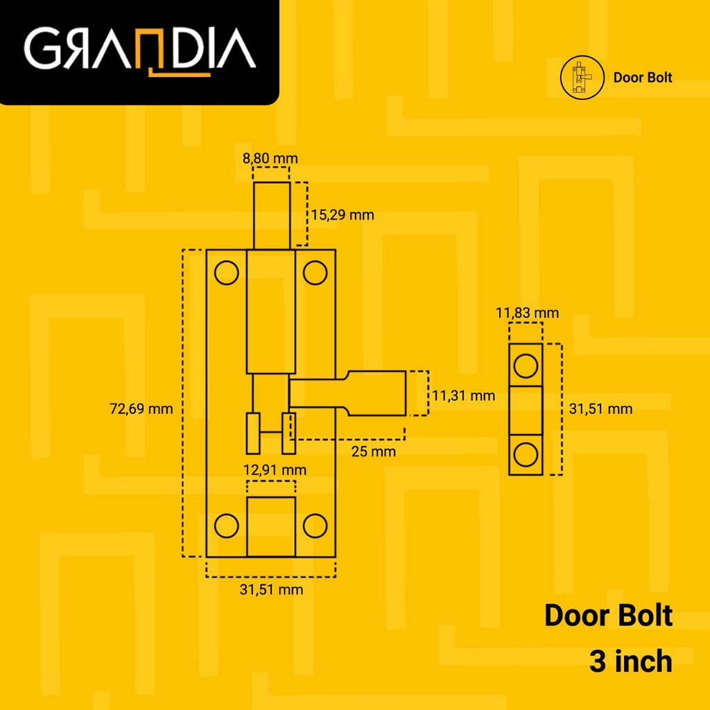 Grendel Slot Pintu Door Bolt SN Hitam