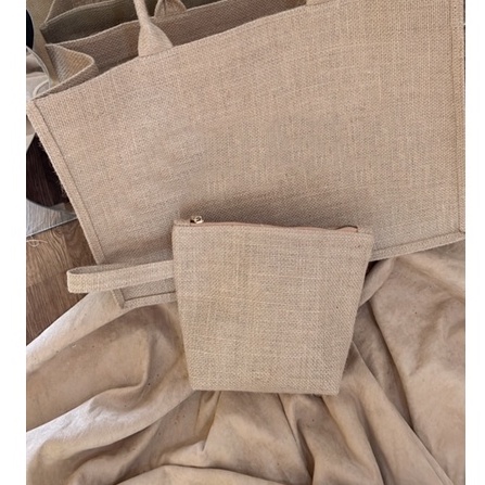 Souvenir Hampers Tas Dompet Karung Goni Custom Bordir - Pouch Resleting Trapesium Tali