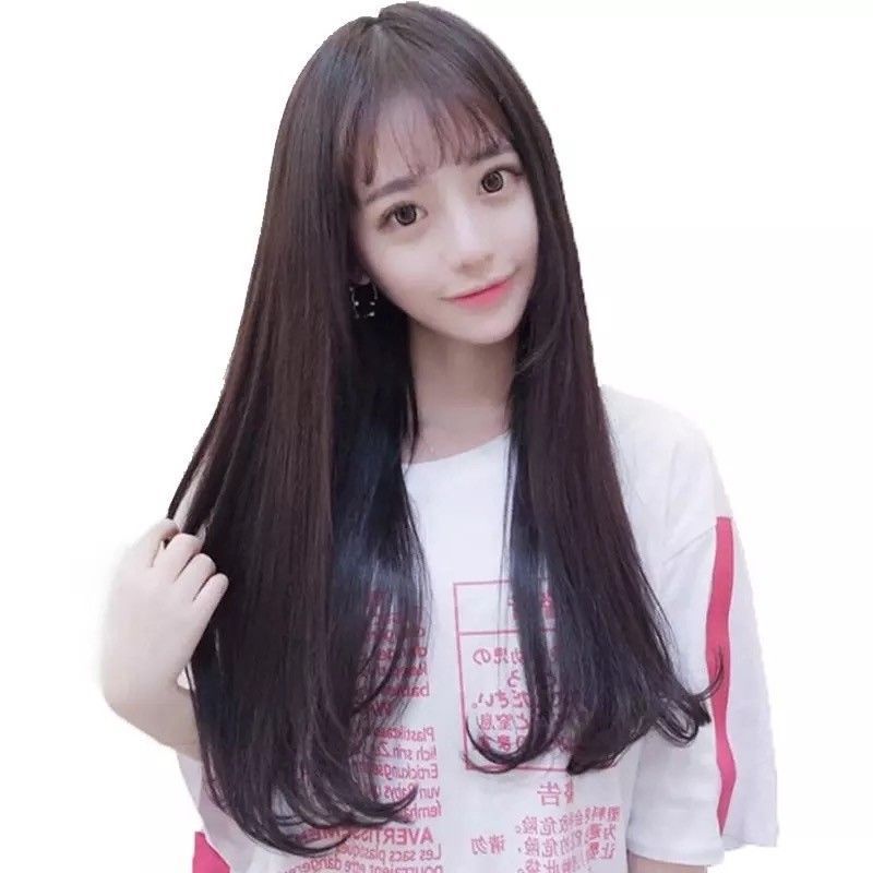 Wig Lurus Panjang Full Lace / Rambut Palsu Perempuan Dewasa Hair Extension Long Straight Poni Depan C1 F697