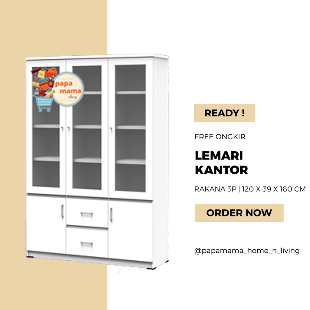 Lemari Buku 3pintu - Rak Buku - Lemari Hias Rakana - Medan
