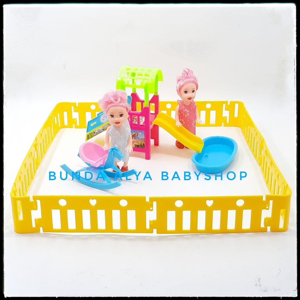 Mainan Boneka Mini Play Ground Perosotan Ayunan Mini - Mainan Taman Bermain Anak Slide Park