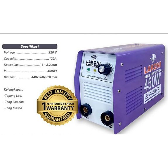 LAKONI Basic 123IX 450  Watt  Mesin Las  Listrik  Inverter 