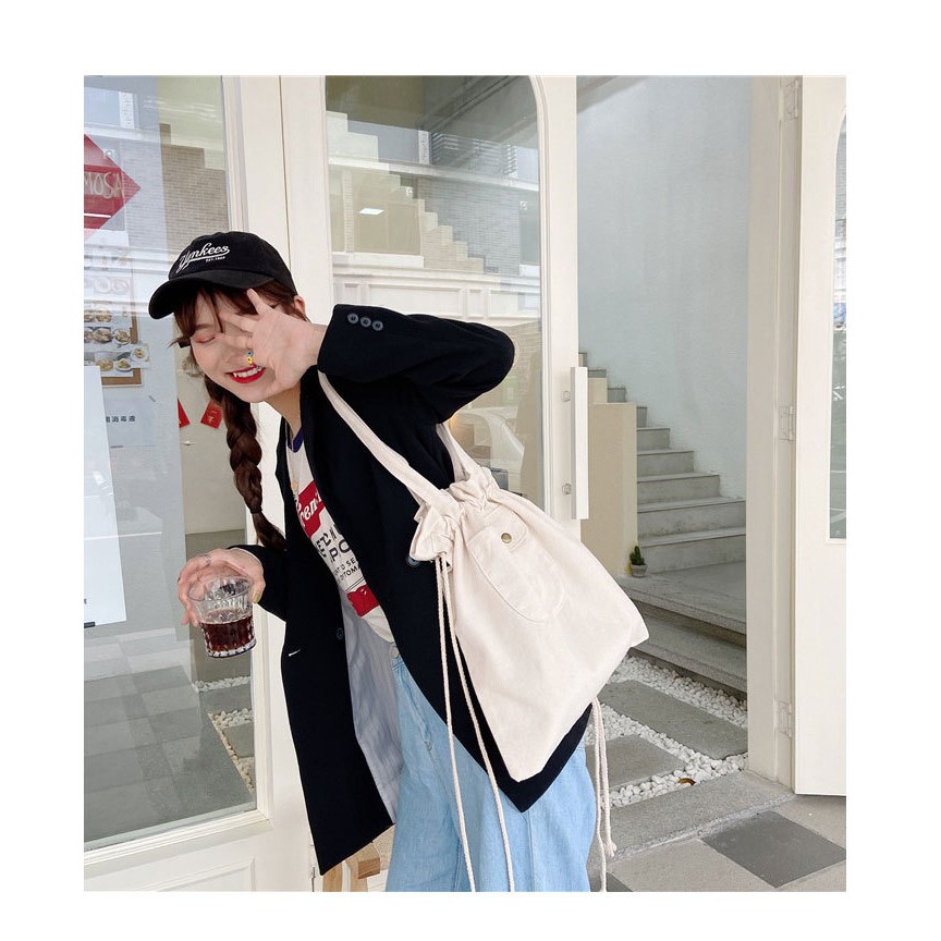 TM-29 tas bahu canvas kanvas serut kerut wanita shoulder bag import korea jepang high quality